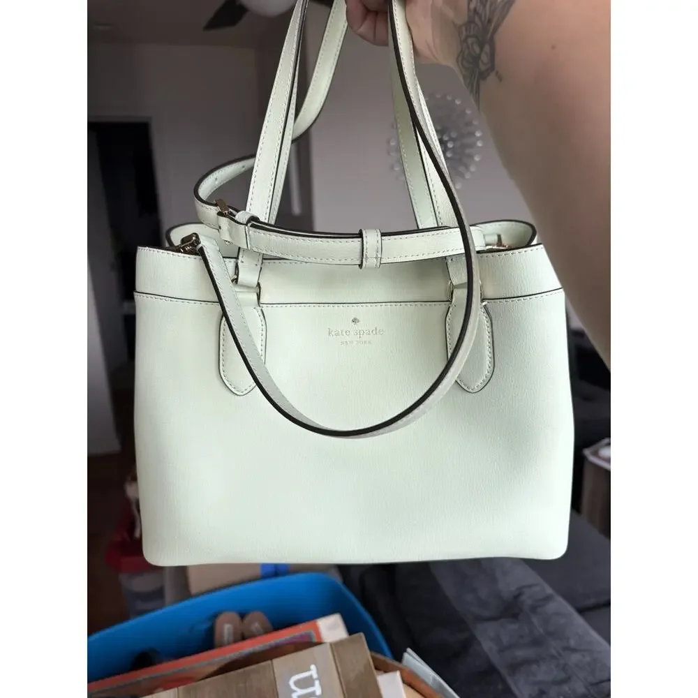 Kate Spade New York Pebbled Leather Satchel Tote Mint Green NWOT Crossbody
